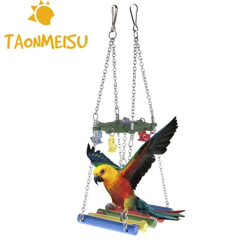 

Pet Bird Parrot Toys Parakeet Budgie Cockatiel Cage Hammock Swing Toy Hanging Chew Toys Colorful Birds Ladder