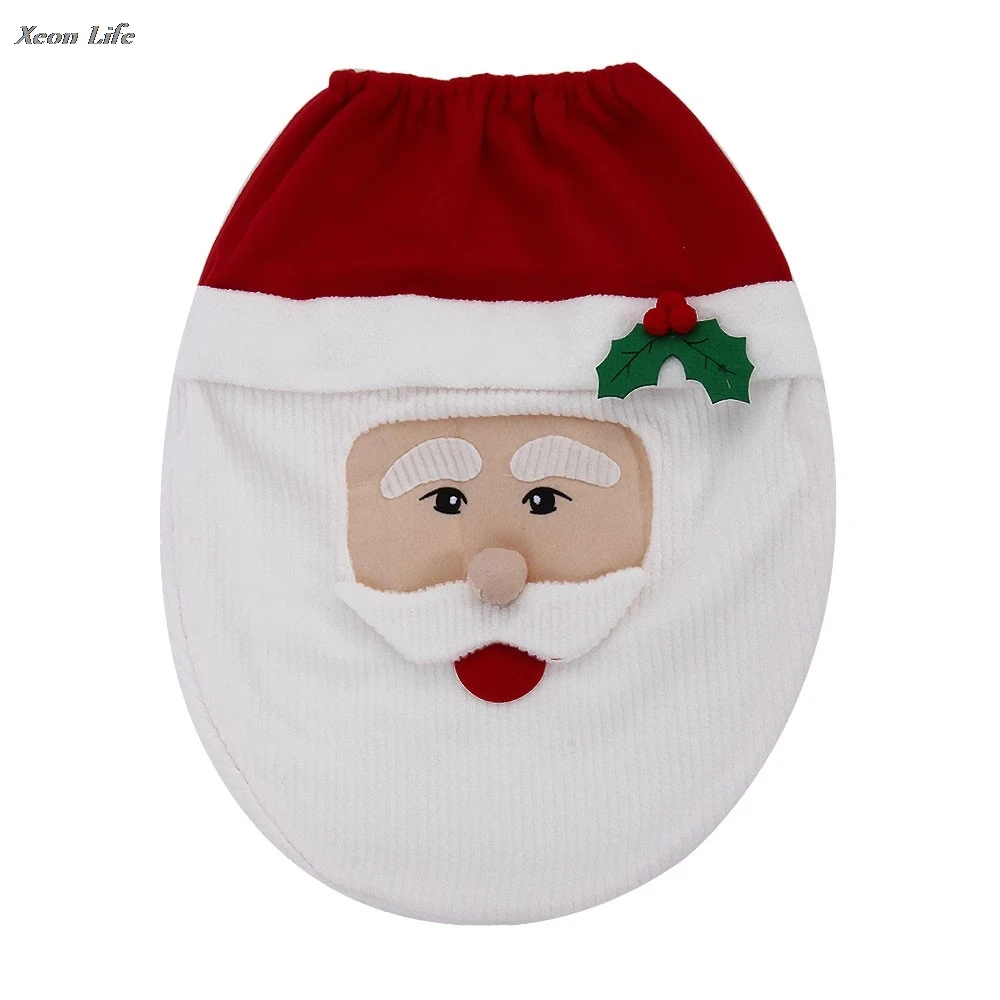

Snowman Toilet Seat Cover and Rug Bathroom Set Christmas Decoration Toilet Seat Closestool Washable Soft Warmer Mat Cover Pad