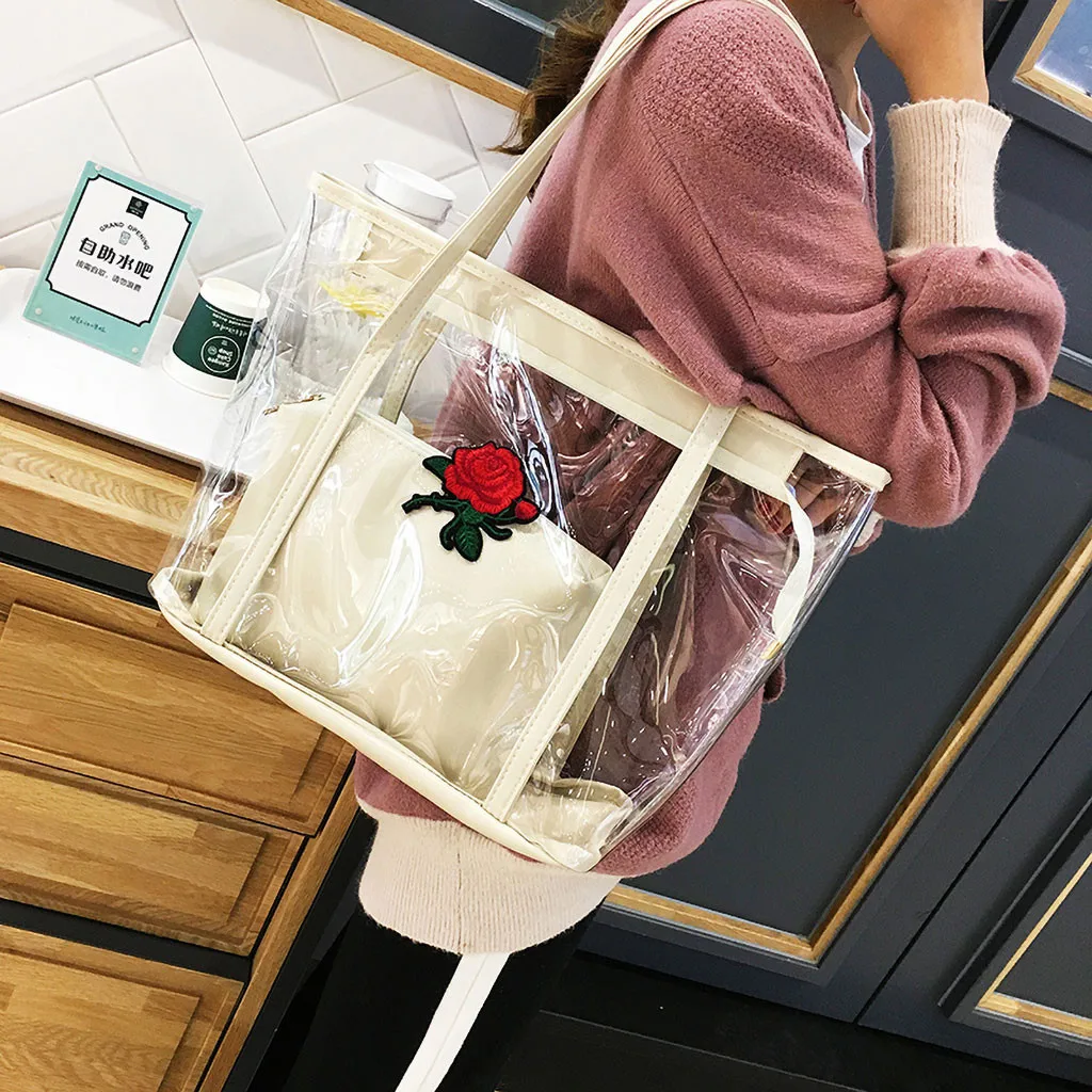 

Maison Fabre Summer Big Transparent Jelly Bag PVC Tote Shoulder Ladies Clear Bag Plastic Handbag Waterproof Women Beach Bags 7#