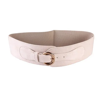 Khaki Yangdoudou Мода для женщин Девушка широкий эластичный пояс однотонные цветные камербанды с ментальным пояс на пряжке подарок Лидер продаж - Цвет: Khaki