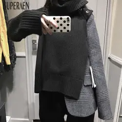 SuperAen Европа водолазка свитер женский 2019 осень и зима новый неправильный женский свитер Дикая мода повседневные топы женские