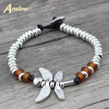 

Anslow Trendy Classic Drongfly Wrap Rope Leather Bracelets For Women Men Diy Bijoux Charm Bracelet Gift LOW0433LB