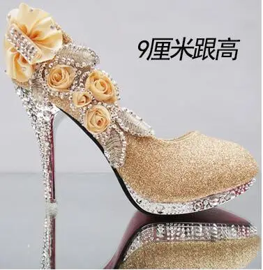 Г., свадебные туфли красные туфли для невесты на тонком высоком каблуке с закрытым носком обувь для подружки невесты с золотыми бабочками - Цвет: 9cm