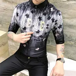 18 Camisa Цветочные Masculina Для мужчин рубашка с цветами летняя 3d принтом рубашка фантазии Для мужчин выпускного вечера вечерние мероприятие