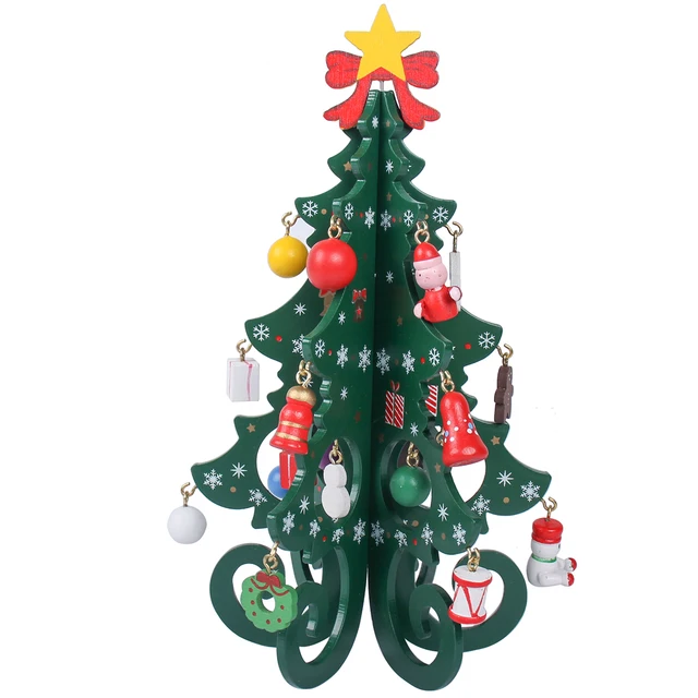 1set/lot 18.7*13.9*1.7cm Wooden Christmas Tree Ornaments DIY Home Party New Year Kerst Decorations Creative Christmas Gifts 16 01