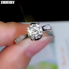 ZHHIRY подлинный муассанит 925 пробы Серебряное кольцо для женщин кольца 1ct 6,5 мм D VVS1 круглая огранка с сертификатом ювелирные изделия