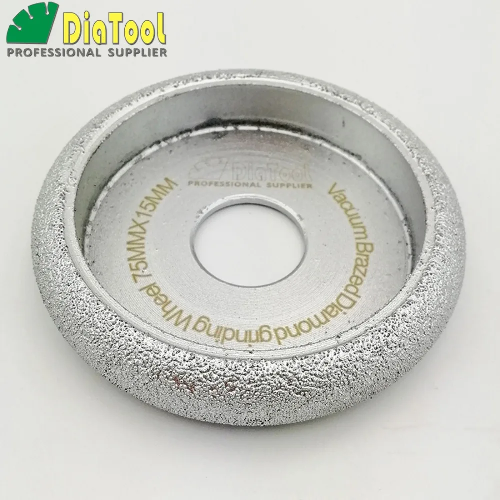 Diatool Dia75mmX15mm ВАКУУМНОЙ ПАЙКИ DIAMOND выпуклых профиль колеса для камня Искусственный