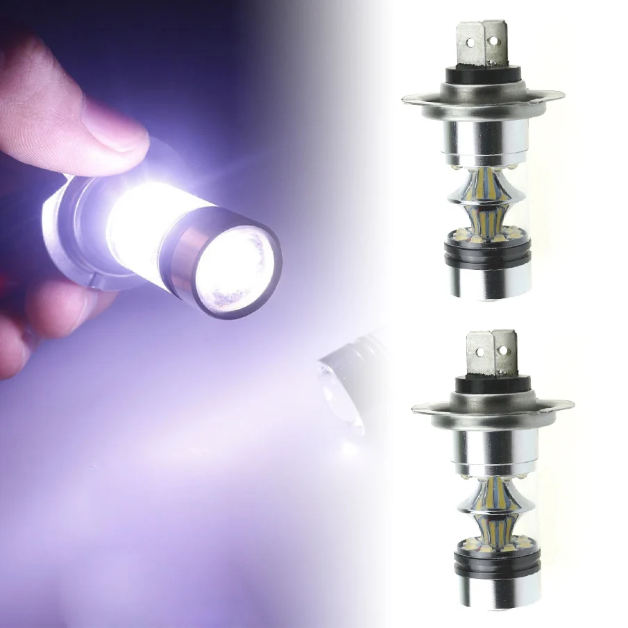 

Newest 1 Pair H7 6000K 100W LED 20-SMD Projector Fog Driving DRL Light Bulbs HID White