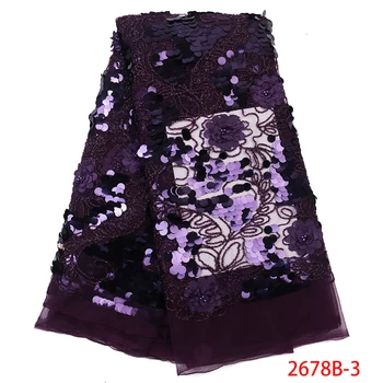 

2019 Latest African Sequence Lace Fabrics French Tulle Net Lace Fabric with Sequins for Evening Dresse AMY2678B-1