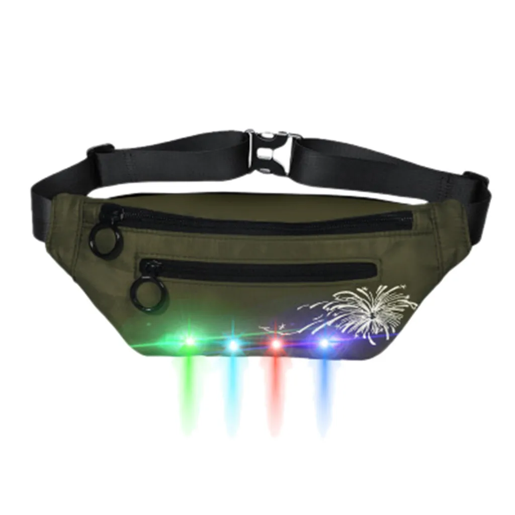 New Outdoor Unisex Fashion Sports Led Flash Pockets Hiking Phone Pockets Purse Chest Travel Cashier Belt Boys Girl Bag#R10