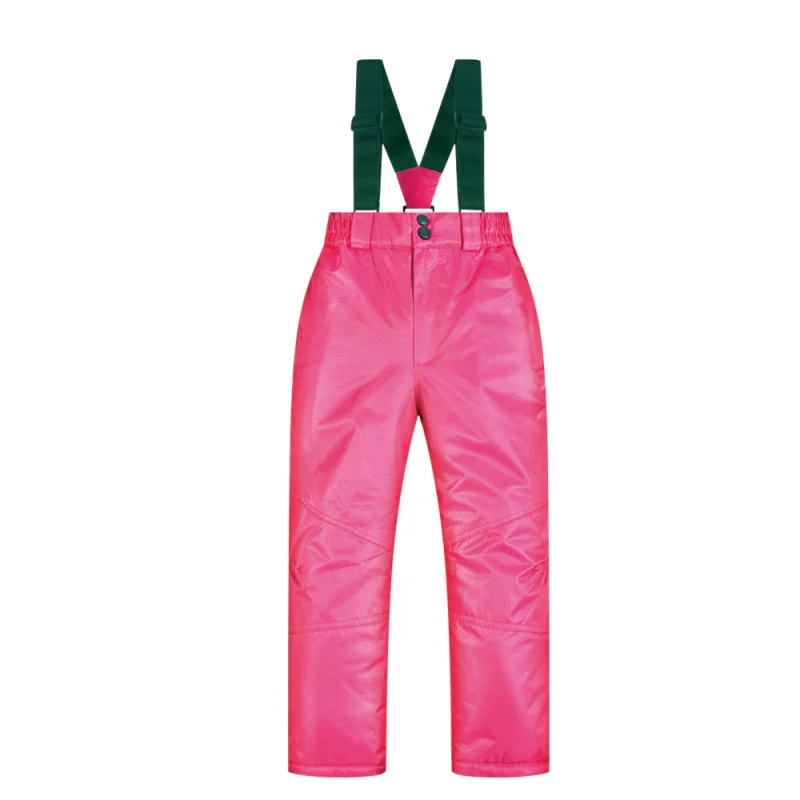 Лыжные штаны для мальчиков и девочек; уличные утепленные ветрозащитные водонепроницаемые теплые зимние детские брюки; зимние лыжные и Сноубордические штаны - Цвет: PINK