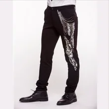 M-3XL четыре сезона для мужчин блестками мотобрюки рок DS прилив Подиум шоу взрослых хип хоп шаровары певица сценические костюмы