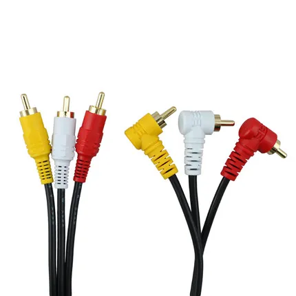 3 RCA кабель Премиум позолоченный 90 градусов под прямым углом аудио/видео мужчин и