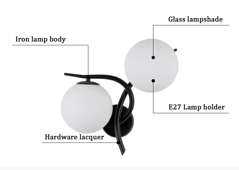 Светодиодный настенный светильник, современный простой светильник для спальни, для помещений, гостиной, коридора, светильник, бар, кофейный стеклянный шар, настенный светильник s E27 bra