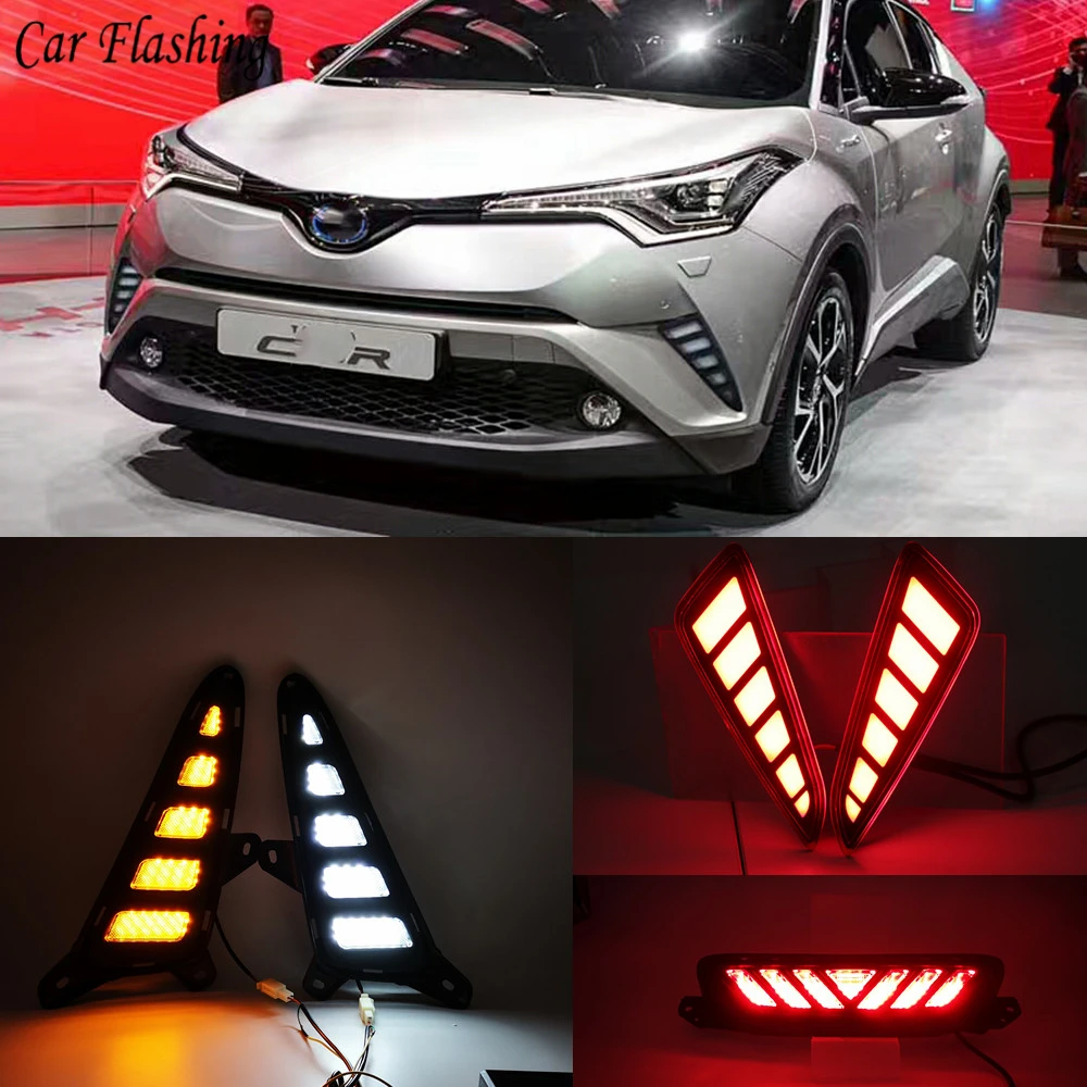 1 комплект светодиодный для Toyota C-HR ЧР дневные ходовые огни дневного света и задний бампер туман лампа стоп-сигнала Предупреждение свет