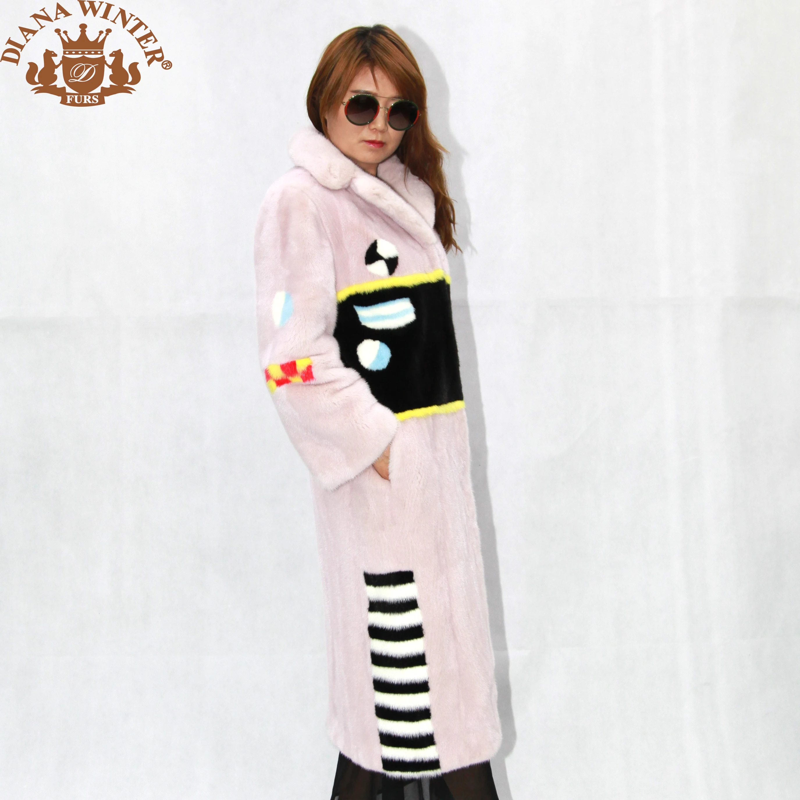 

Flower suede new natural suede coat ladies commuter - casual long jacket women's winter women's leather jacket DIANA WINTER2019