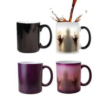 

2019 New Zombie Color Changing Cup Heat Sensitive Ceramic 11oz Magic Tea Coffee Mug Bloody Hands Surprise Gift