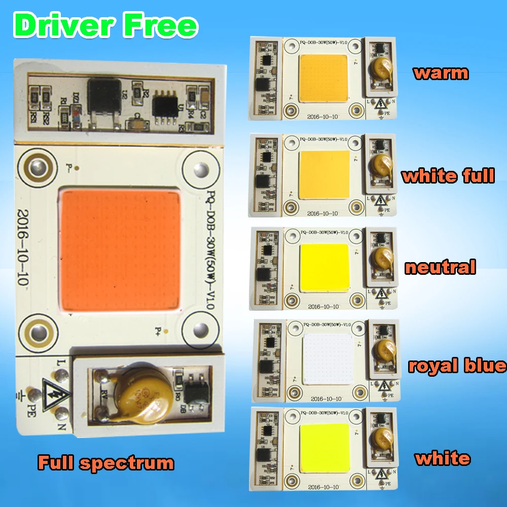 1 шт. 50 Вт 220 В COB Светодиодный драйвер свободный холодный белый/теплый/нейтральный/синий/полный спектр белого светодиодный светильник для растений