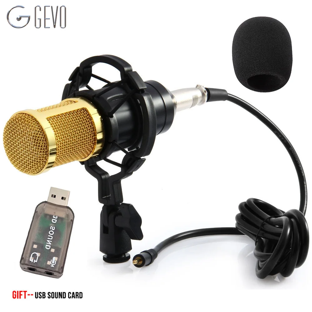 Condensador para Computador com Fio Microfone para pc Xlr com Montagem de Choque do Microfone do Estúdio para Karaoke Gevo Microfone Cabo bm 800 Mic Bm800 3.5mm
