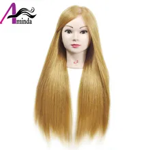 

60%Human Blonde Hair Mannequins Cosmetology Women Mannequin Head for Hairdresser Dummy Doll Heads Manik For Hairstyle Wig Head