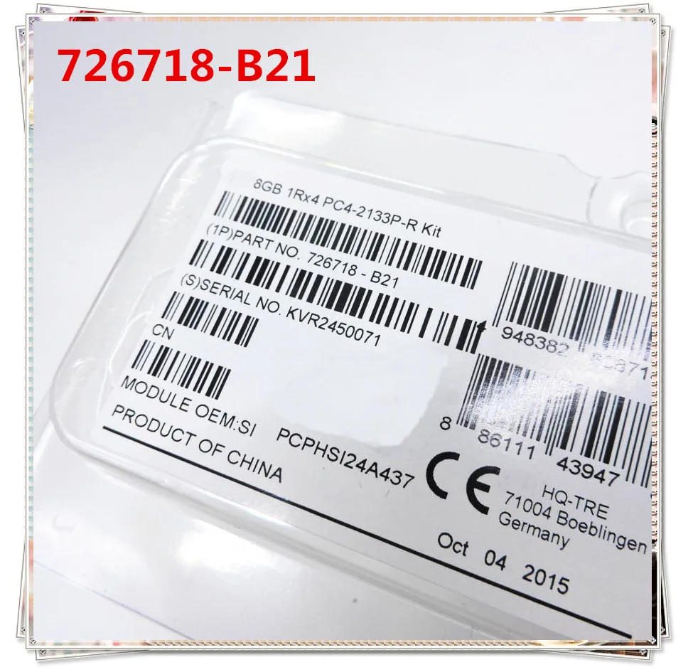 Новый оригинальный в коробке 8 ГБ G9 726718-B21 774170-001 752368-081 1RX4 PC4-2133P гарантия 1 год |