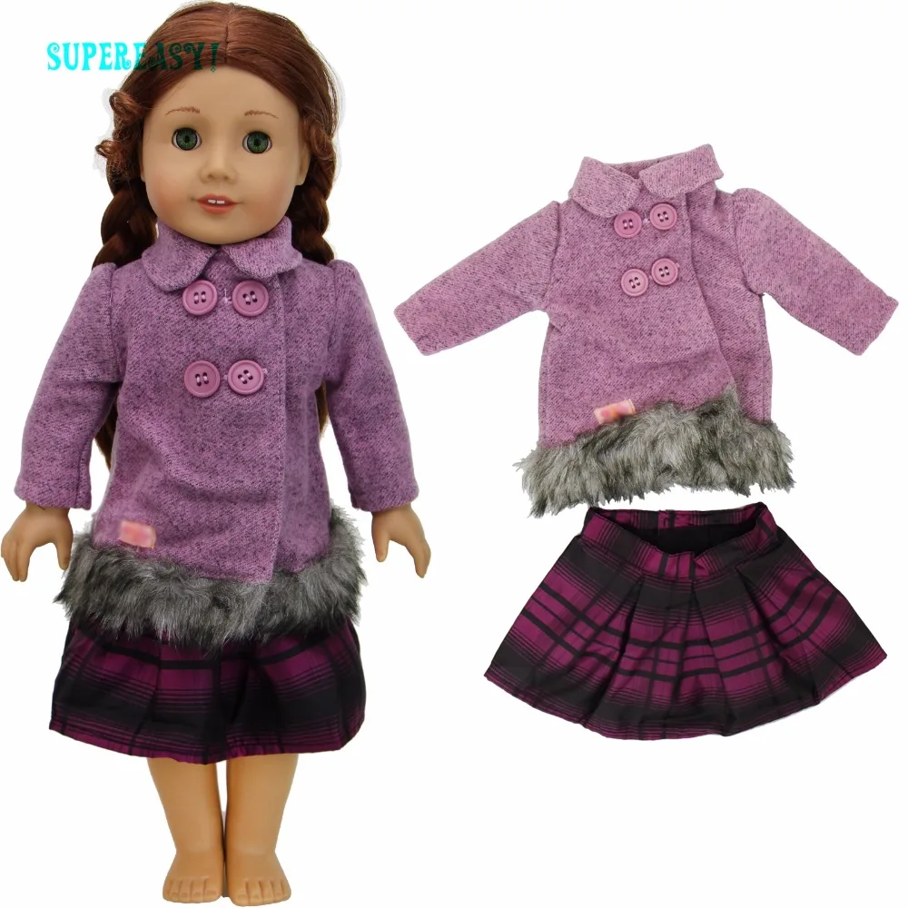 Excellent Quality Double-breasted Coat Woolen Outfit Long Sleeves Winter Wear + Mini Dress Skirt Clothes For American Girl Doll american-doll-clothes : image Excellent Quality Double-breasted Coat Woolen Outfit Long Sleeves Winter Wear + Mini Dress Skirt Clothes For American Girl Doll american-doll-clothes