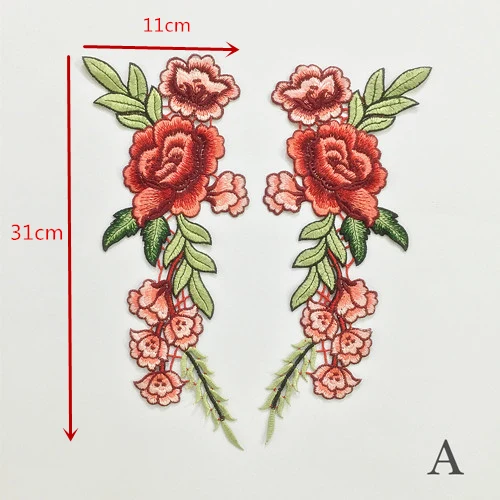 HOT-2PCs-Embroidery-Rose-Flower-Sew-On-Patch-Dress-Hat-Bag-Jeans-Applique-Crafts-Clothing-Accessories