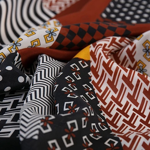 

Haodo 090 printed silk fabrics 0.5m*1.35m 54gsm cloth sewing textile tissu for DIY needlework handmade accessories