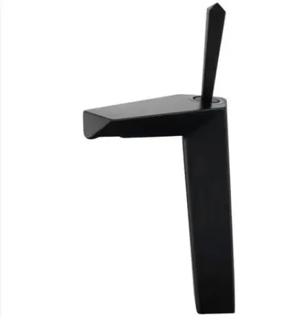 Новое поступление хромированный/черный смеситель для ванной комнаты с одной ручкой смеситель с одним отверстием на бортике кран для раковины с горячей и холодной ручкой - Цвет: black long