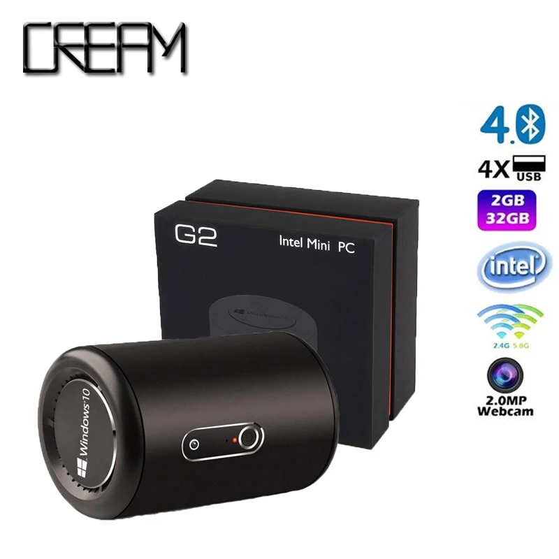 Mini pc G2 intel Bay-Trail Z3735f Windows10 set top 2.4G-5G wifi BT4.0 2.0 MP Webcam Media player smart tv box
