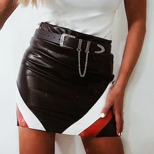 Летняя новая высокая талия разных цветов Женская юбка из искусственной кожи Повседневная мини-юбка кожаная модная трендовая Женская юбка Jupe Femme