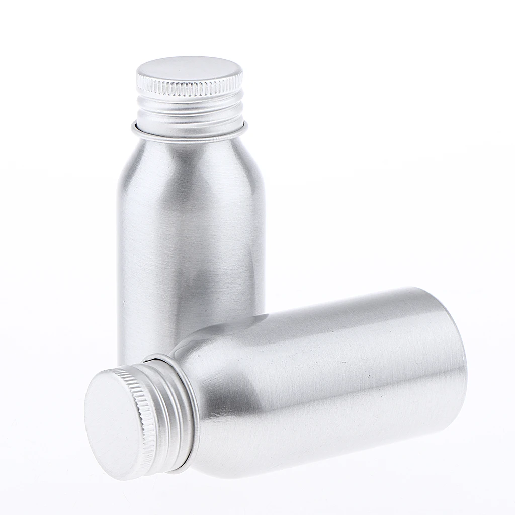 Pack 0of 2 Aluminum Bottle & Wide Mouth & Lids for Powders,Tea,Spice,Pills