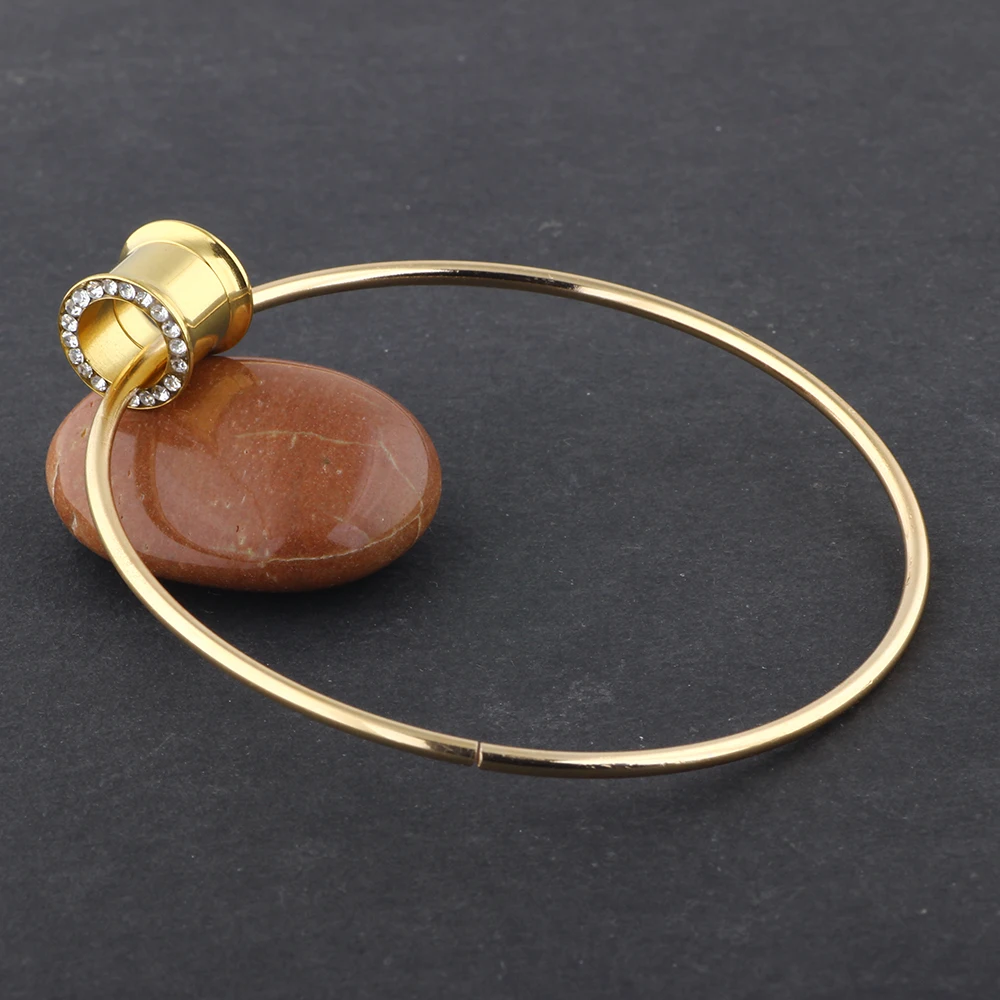 JUNLOWPY Double Flared Crystal Ear Stretching Kit Ring In Flesh Tunnels Gold Ear Plugs Body Jewelry Earring Expander Gauge 70pcs