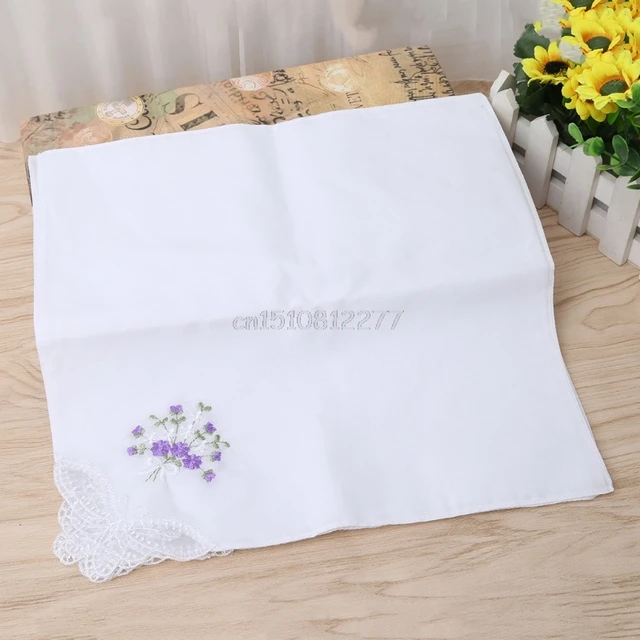 6 Pcs Vintage Cotton Ladies Embroidered Lace Handkerchief Women Floral Hanky #H0VH# Drop shipping 3