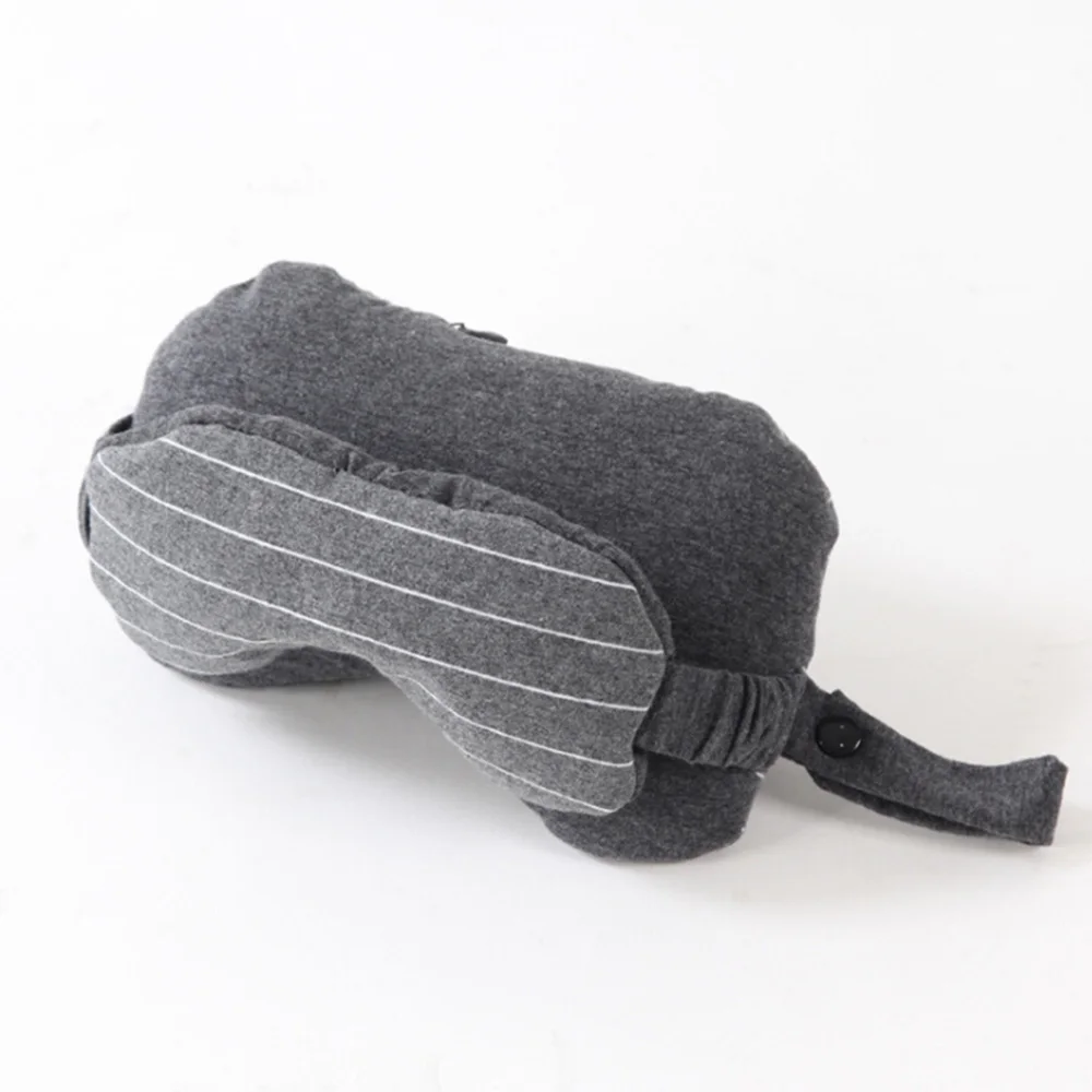 

2 in 1 Grey Travel Neck Pillow Eye Mask Storage Bag with Handle Portable Comfortable Elegant Hand Washable
