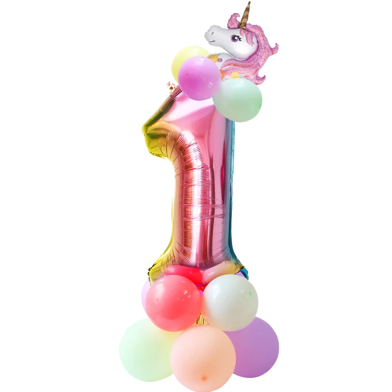 16 шт Единорог шары на день рождения 32 дюйма Радужный шар с цифрами украшения на день рождения детский воздушный шар «С Днем Рождения» номер баллон