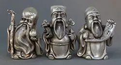 Китайские Серебряные Долголетия Бог Богатство Жуй Персик Fukurokuju 3 Статуя Будды Набор