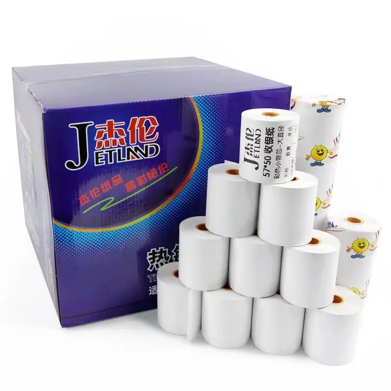 

JETLAND Thermal Paper 57x50 mm, 100 Rolls , 3 1/8" x 80' thermal Cash Paper, 13mm Color Core, 1 Carton