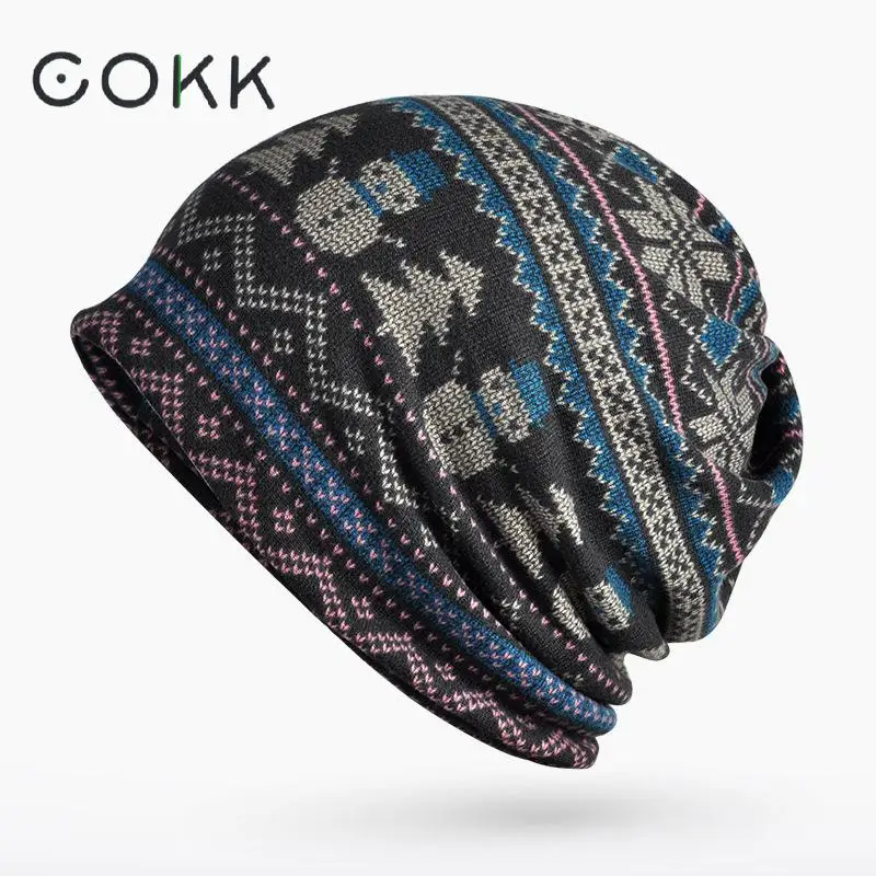 COKK Stocking Hat Male Autumn Winter Hats For Women Mens Turban Hat