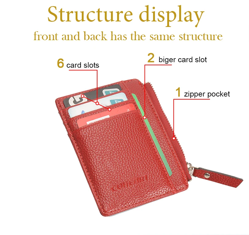 Высокое качество кожаный бумажник для карт маленький карман для монет мини кошелек мужской бумажник для женщин 8 отделений для карт 1 карман на молнии