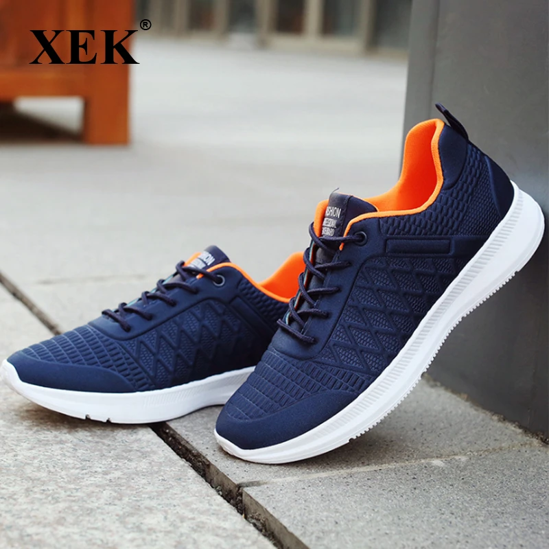 XEK 2018, nueva marca de moda, zapatillas negras para zapatos casuales, zapatos planos para gimnasio, zapatillas deportivas para hombre, transpirables de malla de aire ZLL503| | - AliExpress