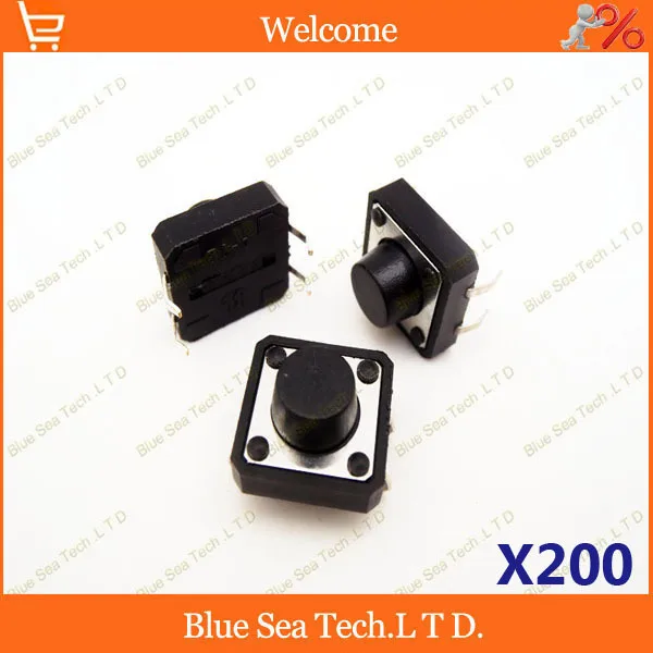 200 pcs 12*12*7mm Round Tactile Push Button Switch/Micro switch