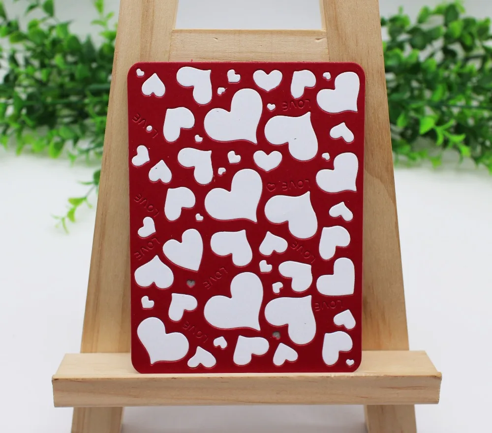 

9*12cm Rectangle Background&Big Heart Metal Cutting Dies Stencils For DIY Scrapbooking Photo Album Embossing Paper Cards Decor