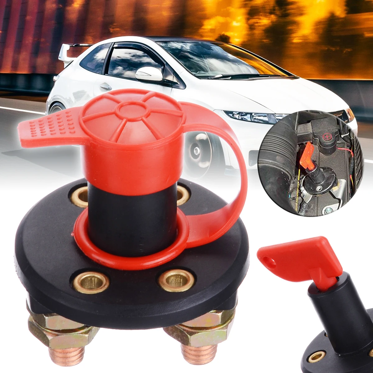 

Car Truck Boat Battery Disconnect Switch Power Isolator Cut Off Kill Switch +2 Removable Keys 12V 300A Auto Refitting Switch