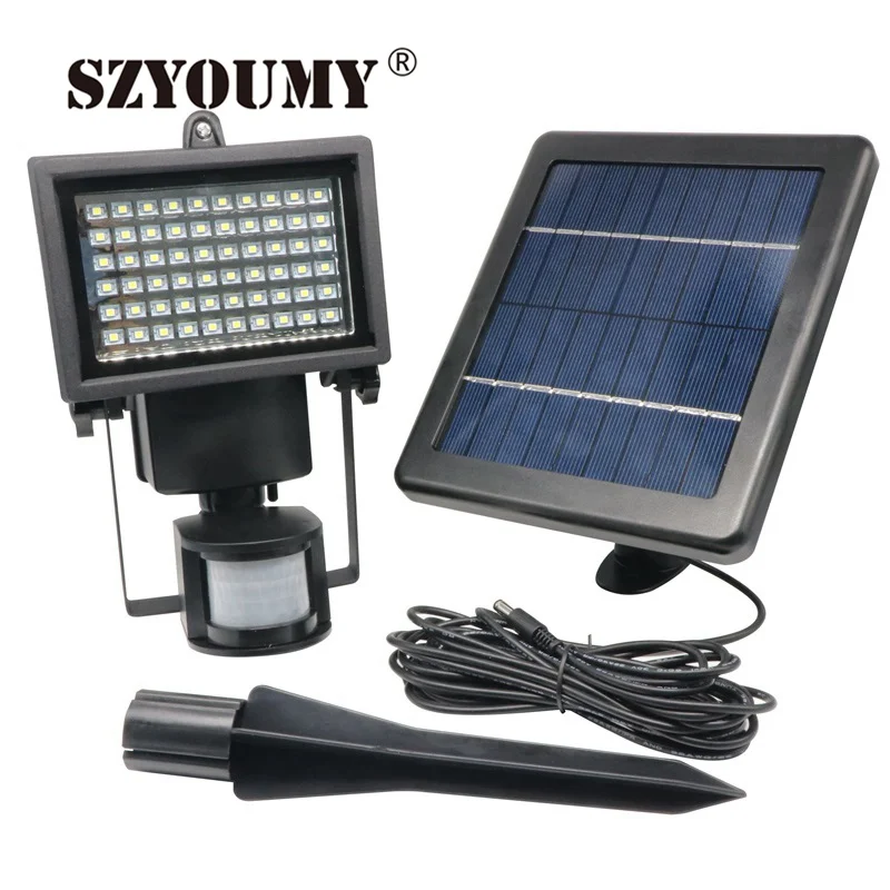 

SZYOUMY LED Solar Lamp Waterproof Solar Light 60 LEDs PIR Motion Detector Door Wall Light Outdoor Wall Lamp Security Spot Light