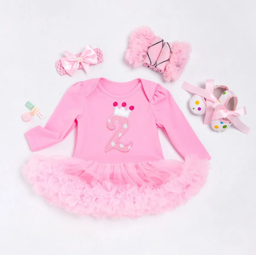 Детский комплект для дня рождения с длинными рукавами; Roupas Infantis Bebes; детская одежда; комбинезон; кружевное платье-пачка; комплекты праздничной одежды для новорожденных девочек