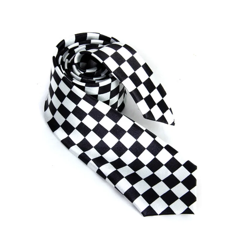 Polyester yarn Necktie Neck Tie with Black White Plaid Checkered for Mens | Аксессуары для одежды