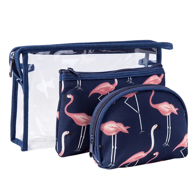 Набор из 3 предметов, прозрачная косметичка, сумка-несессер, Feminina, органайзер для путешествий, прозрачная косметичка, милый Принт фламинго, для мужчин, косметичка