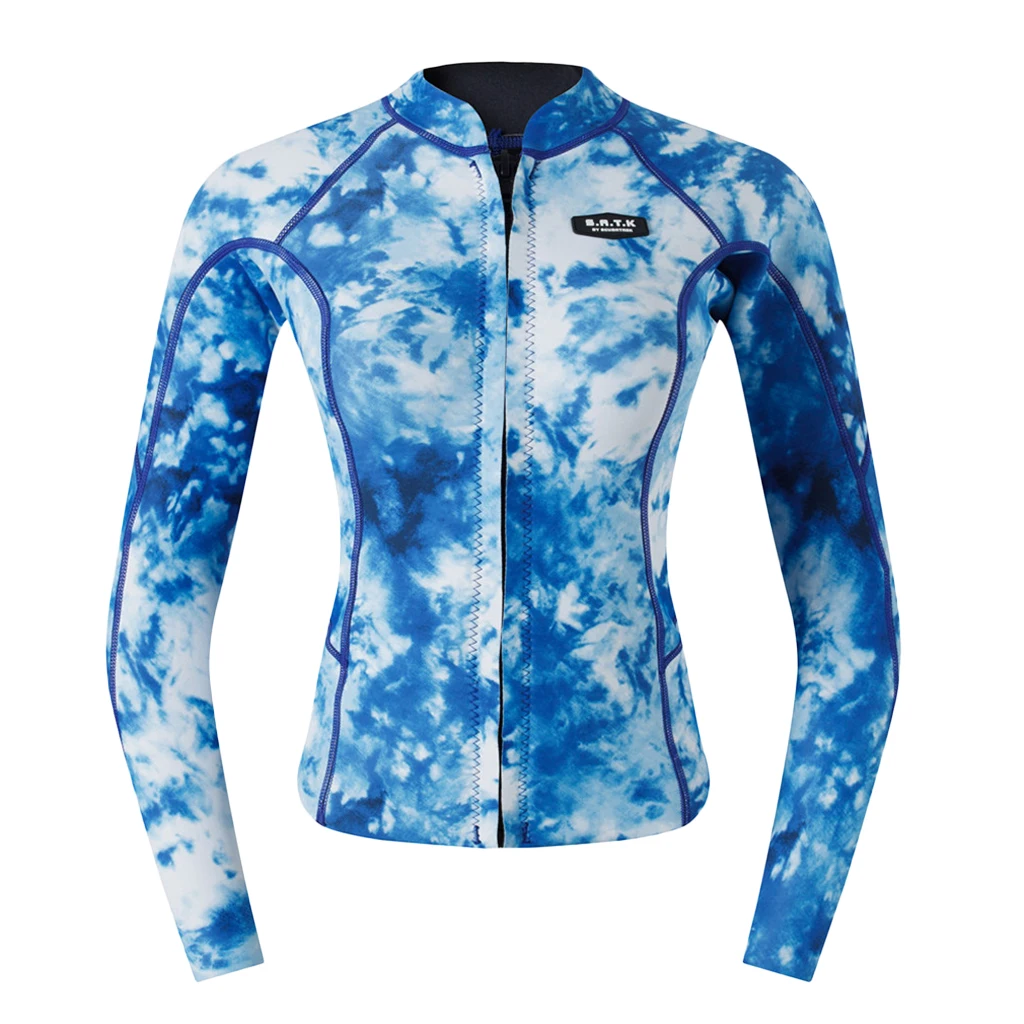 2mm Neoprene Women Ladies UV Sun Protection Wetsuit Top Long Sleeve Front Zipper Jacket - Warm, Super Stretch & Comfortable