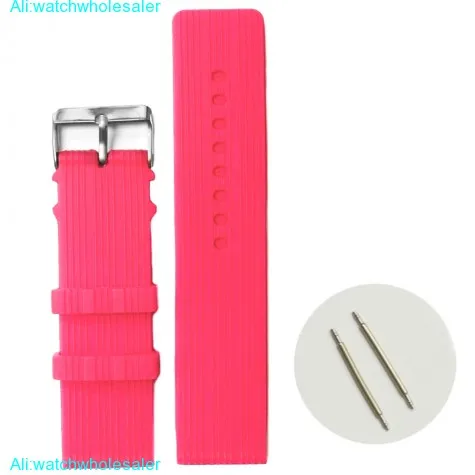 24mm Bumt Pink Color Silicone Jelly Rubber Ladies Watch Band Straps WB1071O24JB